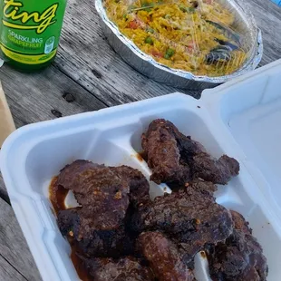 Jamaican tea with jerk wings.