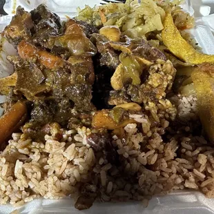 Oxtail with rice and peas was very good