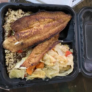 Blackened white fish meal