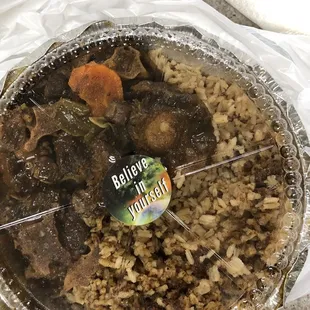 Oxtails rice and peas
