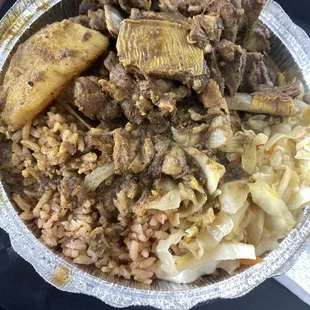 Delicious goat curry and cabbage