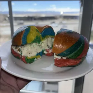 Rainbow Bagel with Flavored Cream Cheese