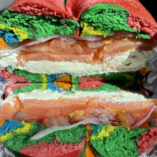 Inside of the bagel sandwich (pic #2) - Generously prepared!!!