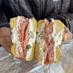 Lox bagel on a everything egg bagel