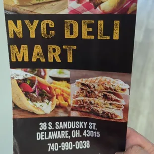Menu with location details