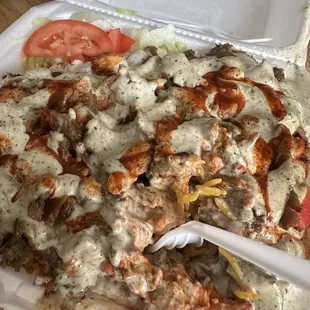 115. Chicken and Lamb Over Rice