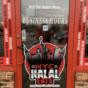 Entrance to NYC Halal Eats - located in a strip mall