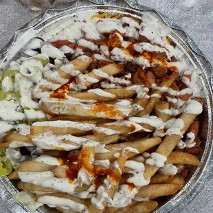 Chicken over rice platter