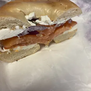 Bagels and Bagel with Sliced Lox with Tomatoes &amp; Cream Cheese