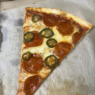 Pepperoni and jalapeño slice