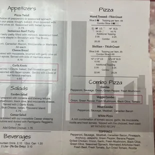 Current menu 7/28/23 picture taken in store