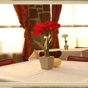 a vase of flowers on a table