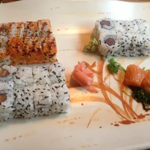 Great raw salmon and plate setting!