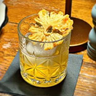 Rum Old Fashioned with infused pineapple