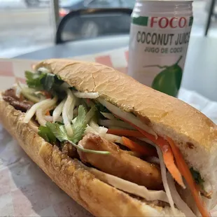 Lemongrass chicken banh mi