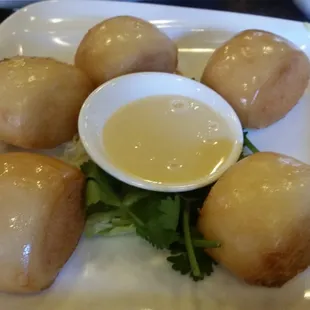 Fried bun with condensed milk