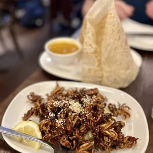 Crispy squid tentacles