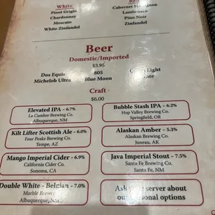 menu