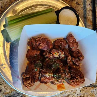 Chicken Wings (Boneless) Our first batch which was overcooked and not good.