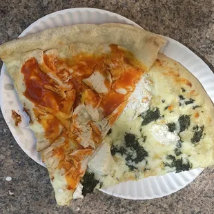 Spinach White with Ricotta Pizza, Buffalo Chicken Pizza