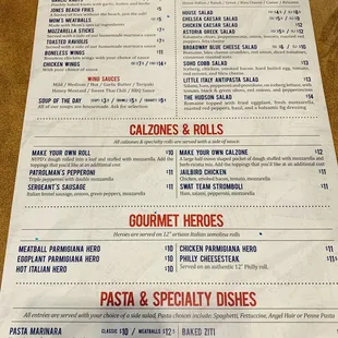 Front of menu