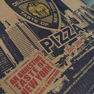a pizza box on a table