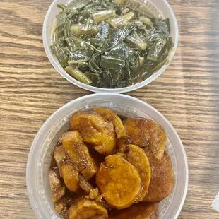 Yams and spicy collards