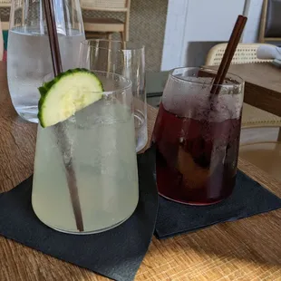 Cucumber and Hibiscus cocktails