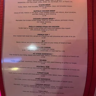 menu