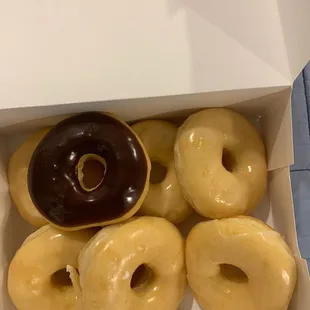 Glazed cake donuts and chocolate