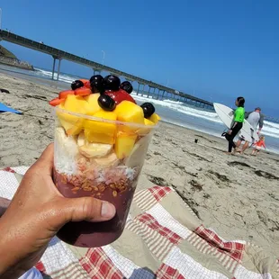 Acai bowl with added mango and coconut