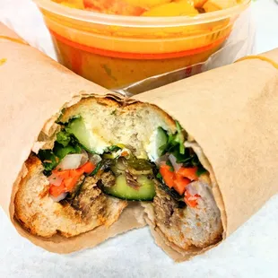 Sardines banh mi and veggie curry...comforting on this rainy day.