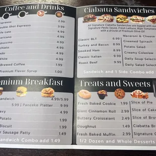 Menu and prices