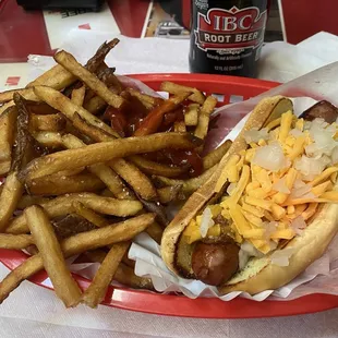 Dixie hot dog and hand cut fries.