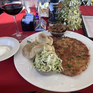 Schnitzel and pieroggi