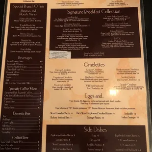 Brunch menu