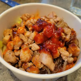 a bowl of food on a table