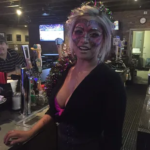 Miss T bringing some Mardi Gras to Modesto on this Fat Tuesday.