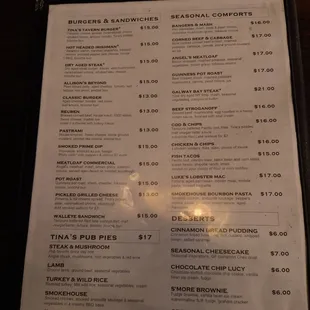 menu