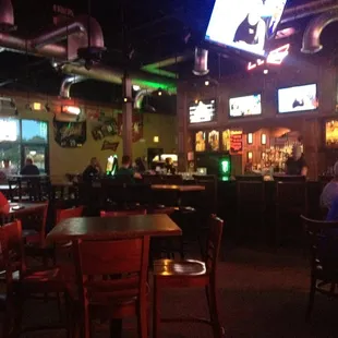 Spacious, chill vibe, LOTS of big screens, pool table, outdoor patio.