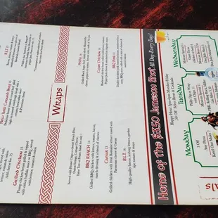 a menu for a restaurant