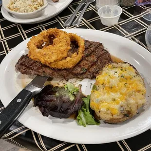 Ribeye steak and twice baked potato