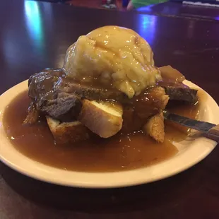 Open faced prime rib