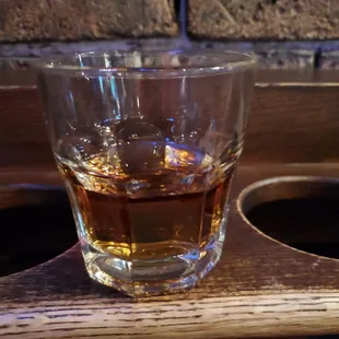 a glass of whiskey