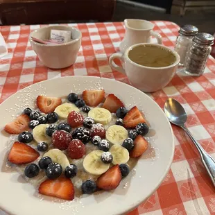 $7.50 Steel cut Oatmeal with fruit