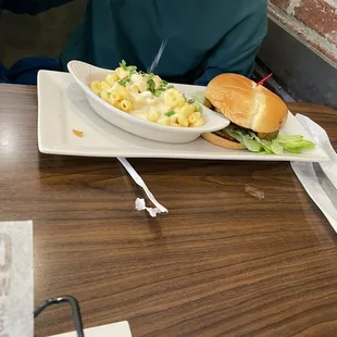 Classic Cheeseburger* and macaroni and cheese. Cheeseburger was burned. Mac and cheese was good