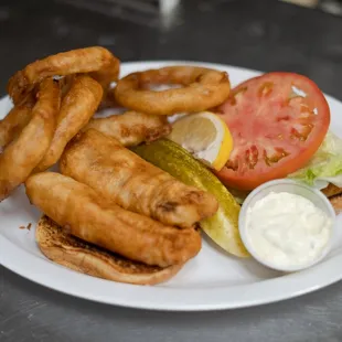 Atlantic Cod Fish Sandwich with Onion Rings