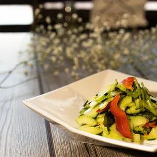 [Cucumber Salad] - Cucumber, Bell pepper, Sea weed.