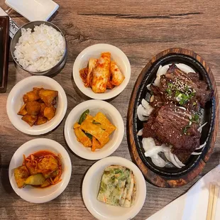 Korean short ribs with sides