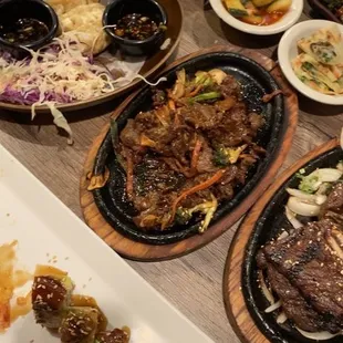 Beef Bulgogi, Gyoza, dragon roll